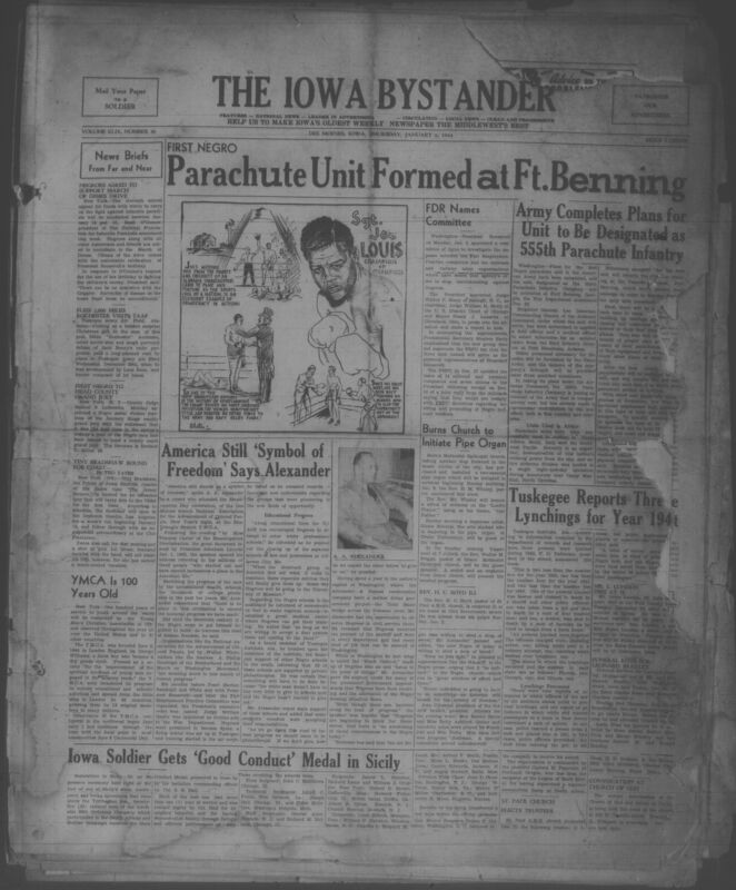 Contents include but are not limited to March of Dimes appeal asks Negro support to fund fight against polio, Eddie Rochester Anderson visits Tuskegee Air Field to boost troop morale, Tiny Bradshaw books coast tour to expand music career, YMCA centennial marks global youth service impact, Alexander speech urges racial progress and affirms freedom ideals, Roosevelt appoints committee to address railroad job discrimination dispute, and other topics. 