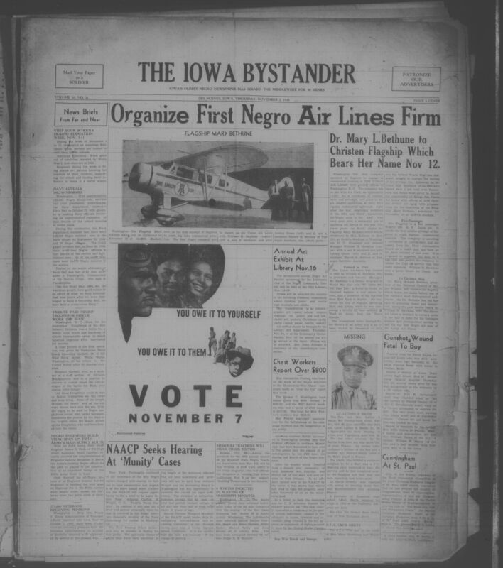 Contents include but are not limited to African American community news, World War II military service and veterans’ affairs, national and local politics, civil rights and race relations, religious and church activities, social events and personal notices, arts, culture and sports coverage, legal notices, and commercial advertisements and other topics.