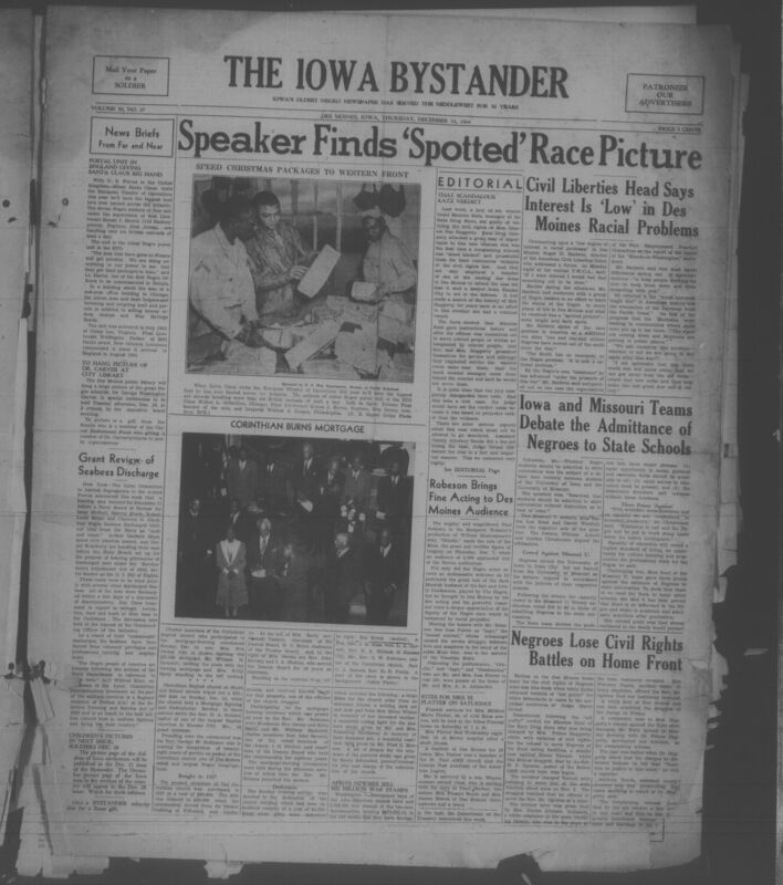 Contents include but are not limited to news briefs, editorials, civil rights and race relations reporting, World War II military and home-front coverage, church and religious life, education and higher learning discussions, community and social events, obituaries and personal notices, organizational reports, advertising, and other topics.