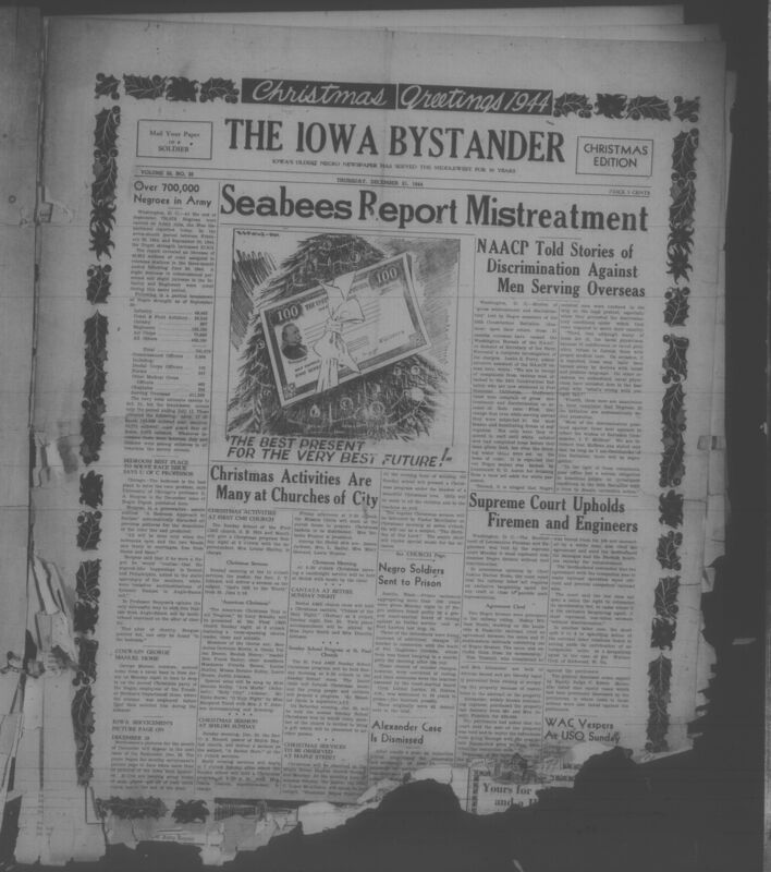 Contents include but are not limited to African American civil rights advocacy, World War II military service and wartime experiences, NAACP activities, community and church news, editorial commentary on race relations, sports coverage, and other topics.