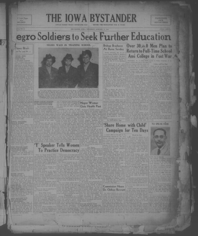 Contents include but are not limited to World War II military service, civil rights and racial discrimination, politics and public affairs, community and church life, women’s organizations and social welfare, public health and education, labor and postwar planning, social and cultural activities, sports and recreation, and advertising and classified notices, and other topics.
