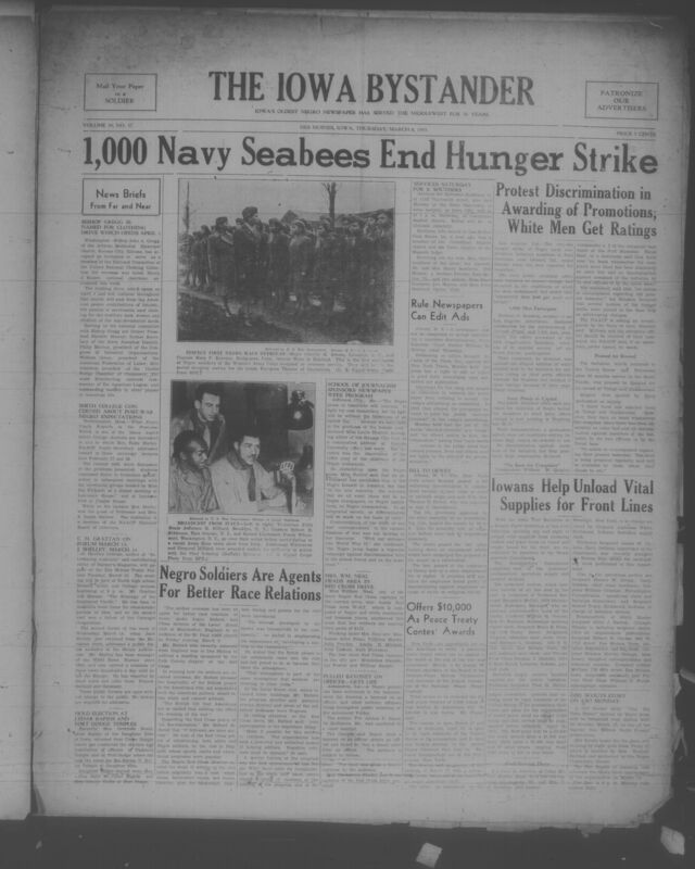 Contents include but are not limited to World War II military news, civil rights and discrimination issues, African American community affairs, church and religious activities, war relief and Red Cross efforts, employment and government service, sports and recreation, editorial commentary, and local legal notices, and other topics.