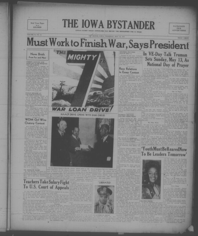 Contents include but are not limited to World War II reporting, African American military service, race relations and civil rights advocacy, national and international politics, local community news, religious life, social and cultural activities, and war bond campaigns, and other topics.