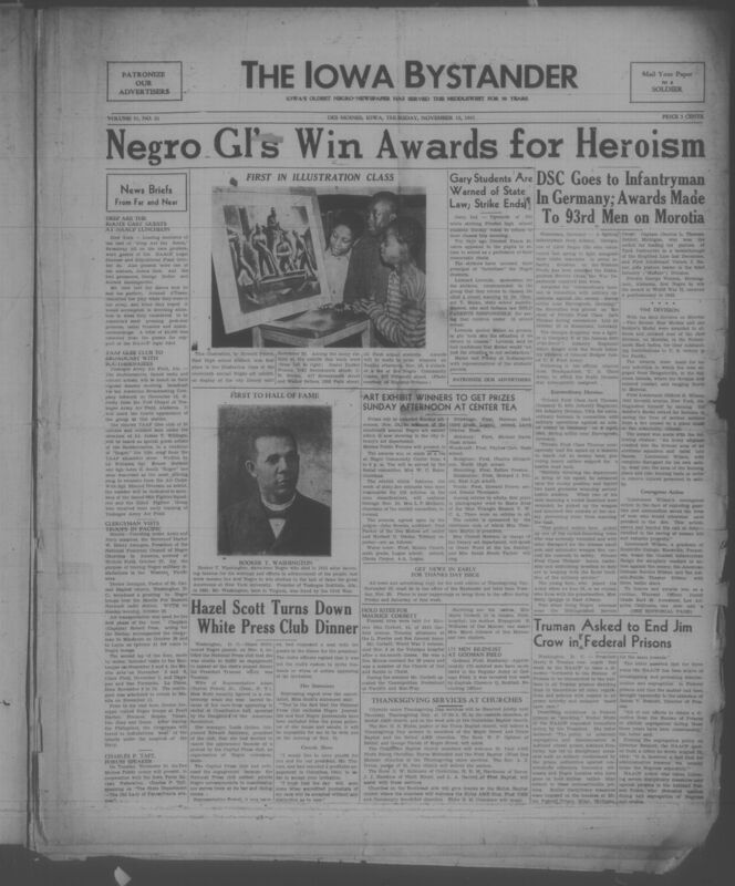 Contents include but are not limited to black GI's win awards for heroism, Hazel Scott turns down white press club dinner, Truman asked to end Jim Crow in federal prisons, gary students are warned of state law, strike ends, and other topics