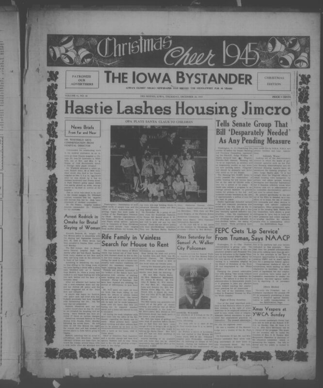 Contents include but are not limited to African American community news, race relations and civil rights advocacy, housing and employment policy debates, postwar military and veteran affairs, religious and social organization activities, cultural and educational events, and other topics.