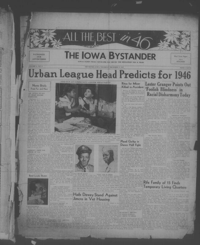 Contents include but are not limited to civil rights and race relations, NAACP advocacy and organizational news, African American military service and veterans’ affairs, postwar employment and labor issues, community and social life, religious institutions and events, arts and cultural programming, sports coverage, and other topics.