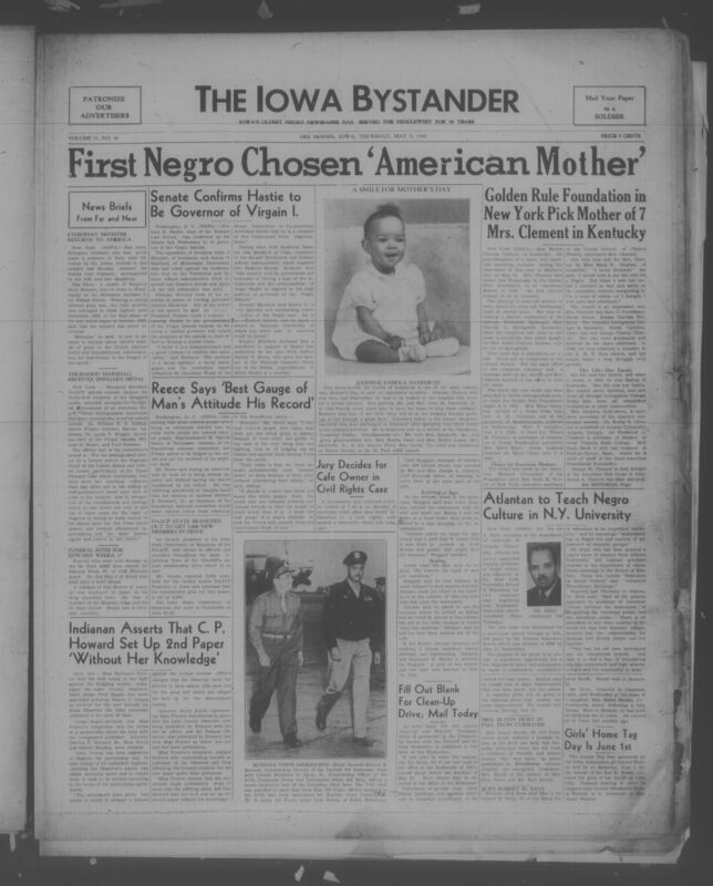 Contents include but are not limited to national and international news, African American political leadership and civil rights, community news and social life, religion and church affairs, military service and veterans’ experiences, women and family issues, education and youth activities, arts and culture, editorials and public opinion, sports and recreation, and other topics.