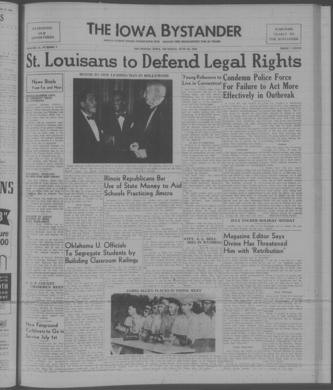 Contents include but are not limited to NAACP Moves to Defend Citizens After Fairgrounds Pool Racial Violence in St. Louis, Illinois Republicans Block State Funds for Segregated Schools to End Discrimination, Army Explosion in Japan Kills One Soldier and Injures Another, Negro GI Says Germany Offers Better Future Than Jim Crow Louisiana, Film Home of the Brave Challenges Jim Crow Through Negro GI Story, University of Oklahoma Segregates Classrooms to Comply With New Law, and other topics. 