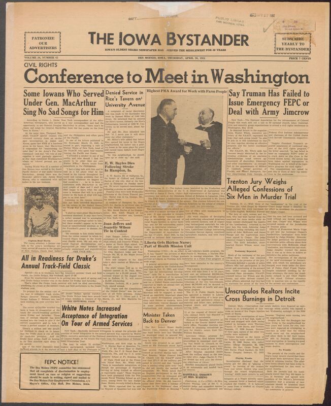 Contents include but are not limited to NAACP organizes civil rights conference protesting Truman's alleged appeasement policies, Trenton Six jury returns as defense challenges remaining police confessions, Detroit realtors incite white teenagers to burn crosses on lawns, James P. Davis receives highest agricultural award for rural leadership, Black veterans criticize General MacArthur for enforcing military segregation, Black customer denied service at Joe Rice's neighborhood tavern, and other topics.
