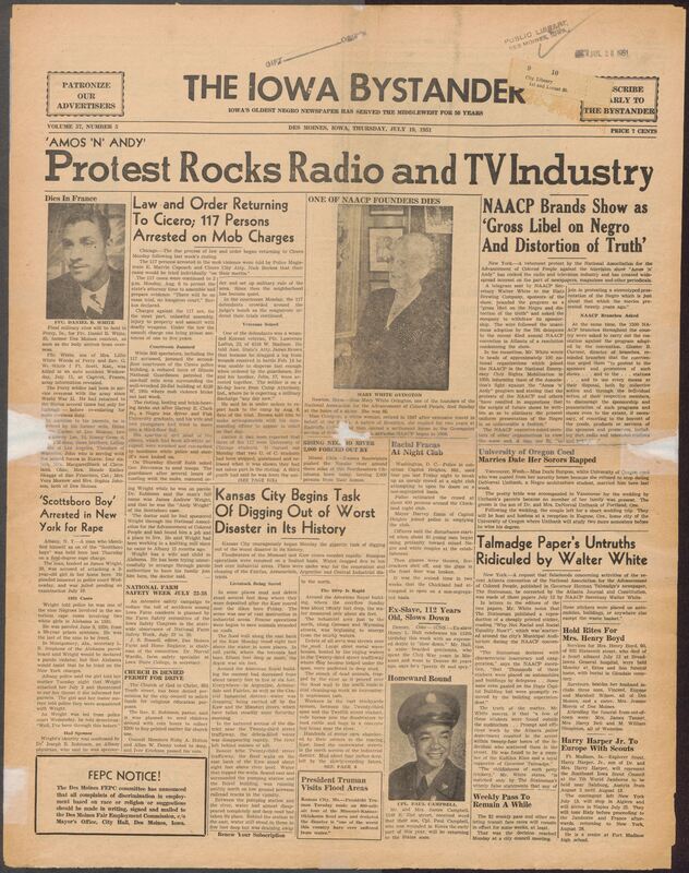 Contents include but are not limited to NAACP protests "Amos 'n' Andy" for racial stereotyping, order returns to Cicero after violent race riots with 117 arrested, NAACP co-founder Mary White Ovington passes away at 86, Walter White refutes Talmadge newspaper's false claims about NAACP, Kansas City begins massive recovery efforts following historic catastrophic flooding, and other topics.