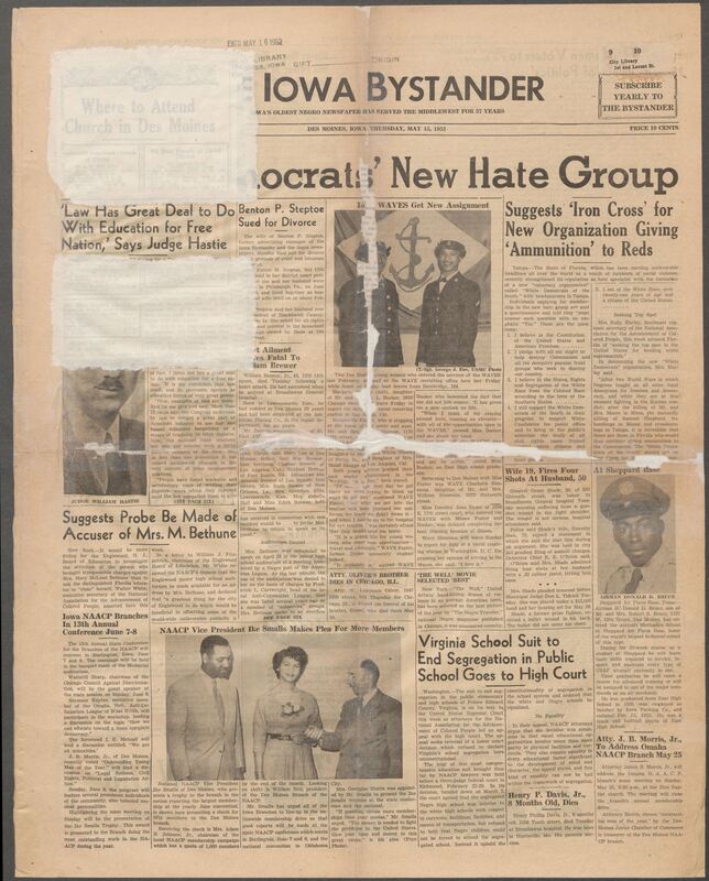 Contents include but are not limited to White Democrats New Hate Group, Law Has Great Deal to Do With Education for Free Nation,’ Says Judge Hastie, Suggests Probe Be Made of Accuser of Mrs. M. Bethune, Virginia School Suit to End Segregation in Public School Goes to High Court, League of Women Voters to Hold “School of Politics’, and other topics.