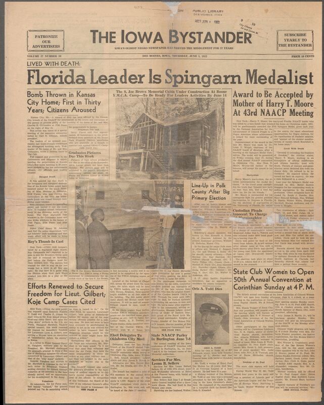 Contents include but are not limited to Florida NAACP leader martyred in home bombing; mother to accept his award, First bomb in Kansas City home in 30 years, Efforts Renewed to Secure Freedom for Lieut. Gilbert; Koje Camp Cases Cited, State Club Women to Open 50th Annual Convention at Corinthian Sunday at 4p.m., and other topics.