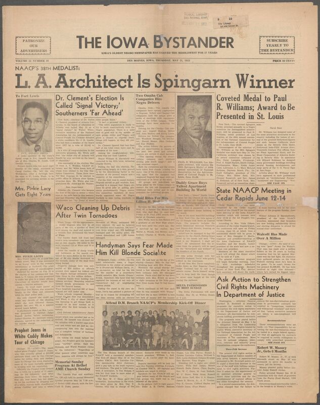 Iowa’s Bystander newspaper (going by various titles throughout the years) was established in Des Moines, Iowa in 1894. The weekly newspaper served as the voice of Iowa’s African American community and covered a variety of local, national, and occasionally international matters. Topics focused on the Black community and was founded with this intent. The newspaper went by various titles throughout the years including: Iowa State Bystander, Iowa Bystander, The Bystander, and The New Iowa Bystander.