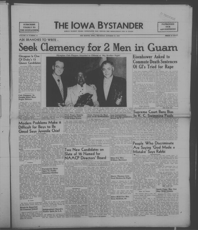 Iowa’s Bystander newspaper (going by various titles throughout the years) was established in Des Moines, Iowa in 1894. The weekly newspaper served as the voice of Iowa’s African American community and covered a variety of local, national, and occasionally international matters. Topics focused on the Black community and was founded with this intent. The newspaper went by various titles throughout the years including: Iowa State Bystander, Iowa Bystander, The Bystander, and The New Iowa Bystander.