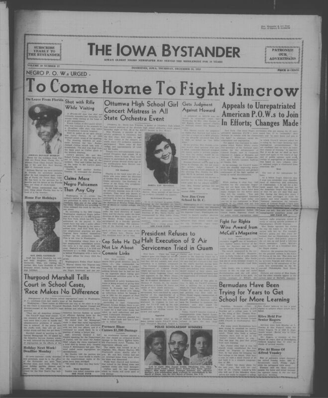 Iowa’s Bystander newspaper (going by various titles throughout the years) was established in Des Moines, Iowa in 1894. The weekly newspaper served as the voice of Iowa’s African American community and covered a variety of local, national, and occasionally international matters. Topics focused on the Black community and was founded with this intent. The newspaper went by various titles throughout the years including: Iowa State Bystander, Iowa Bystander, The Bystander, and The New Iowa Bystander.
