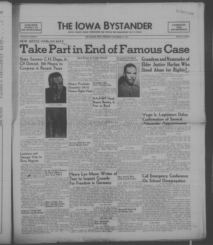 Contents include but are not limited to Election of Charles C Diggs Jr advances Negro representation in Congress and promotes civil rights agenda, Southern states push amendments to preserve segregation and restrict Black voting rights, Maryland election shows Negro voters influence outcome due to segregation issue, Announcement of NAACP branch election meeting to organize local leadership, Report on Crusade for Freedom tour explains efforts to counter Communist propaganda and support global freedom, Promotion of Benjamin O Davis Jr marks milestone as first Negro Air Force general, and other topics. 