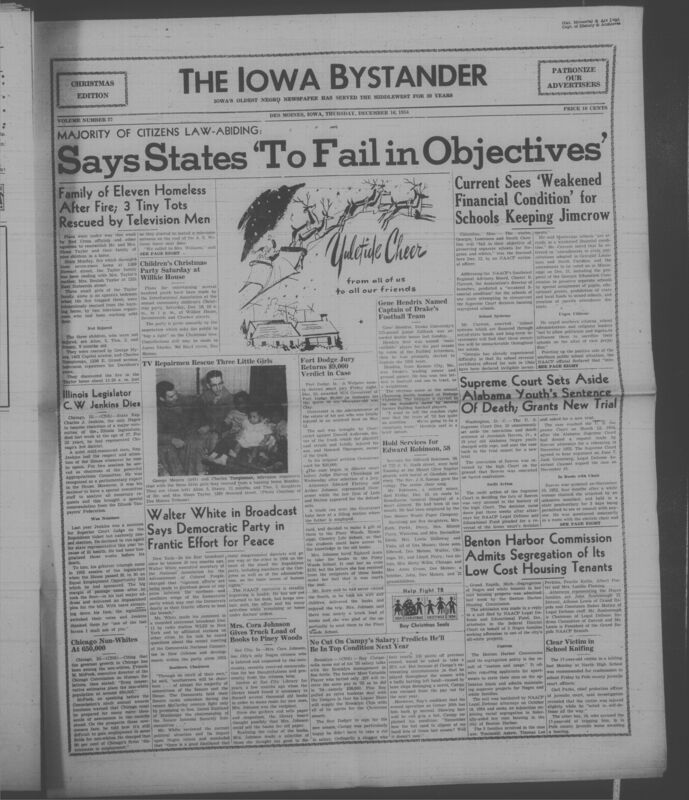 Iowa’s Bystander newspaper (going by various titles throughout the years) was established in Des Moines, Iowa in 1894. The weekly newspaper served as the voice of Iowa’s African American community and covered a variety of local, national, and occasionally international matters. Topics focused on the Black community and was founded with this intent. The newspaper went by various titles throughout the years including: Iowa State Bystander, Iowa Bystander, The Bystander, and The New Iowa Bystander.