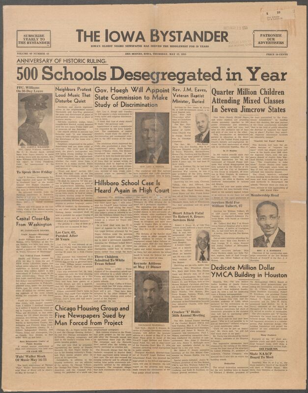 Iowa’s Bystander newspaper (going by various titles throughout the years) was established in Des Moines, Iowa in 1894. The weekly newspaper served as the voice of Iowa’s African American community and covered a variety of local, national, and occasionally international matters. Topics focused on the Black community and was founded with this intent. The newspaper went by various titles throughout the years including: Iowa State Bystander, Iowa Bystander, The Bystander, and The New Iowa Bystander.