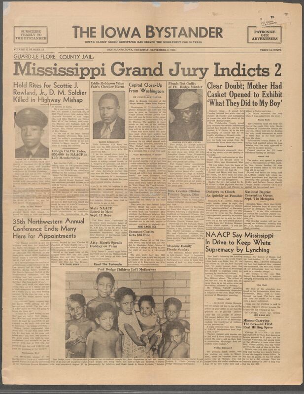 Iowa’s Bystander newspaper (going by various titles throughout the years) was established in Des Moines, Iowa in 1894. The weekly newspaper served as the voice of Iowa’s African American community and covered a variety of local, national, and occasionally international matters. Topics focused on the Black community and was founded with this intent. The newspaper went by various titles throughout the years including: Iowa State Bystander, Iowa Bystander, The Bystander, and The New Iowa Bystander.