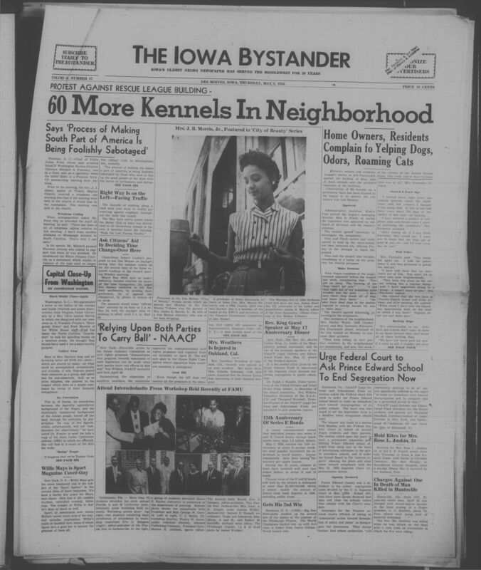 Iowa’s Bystander newspaper (going by various titles throughout the years) was established in Des Moines, Iowa in 1894. The weekly newspaper served as the voice of Iowa’s African American community and covered a variety of local, national, and occasionally international matters. Topics focused on the Black community and was founded with this intent. The newspaper went by various titles throughout the years including: Iowa State Bystander, Iowa Bystander, The Bystander, and The New Iowa Bystander.