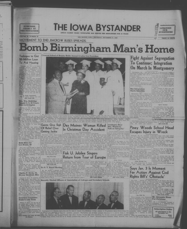 Iowa’s Bystander newspaper (going by various titles throughout the years) was established in Des Moines, Iowa in 1894. The weekly newspaper served as the voice of Iowa’s African American community and covered a variety of local, national, and occasionally international matters. Topics focused on the Black community and was founded with this intent. The newspaper went by various titles throughout the years including: Iowa State Bystander, Iowa Bystander, The Bystander, and The New Iowa Bystander.
