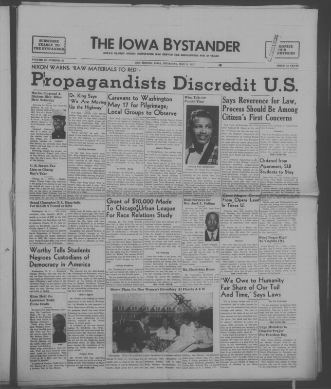 Iowa’s Bystander newspaper (going by various titles throughout the years) was established in Des Moines, Iowa in 1894. The weekly newspaper served as the voice of Iowa’s African American community and covered a variety of local, national, and occasionally international matters. Topics focused on the Black community and was founded with this intent. The newspaper went by various titles throughout the years including: Iowa State Bystander, Iowa Bystander, The Bystander, and The New Iowa Bystander.