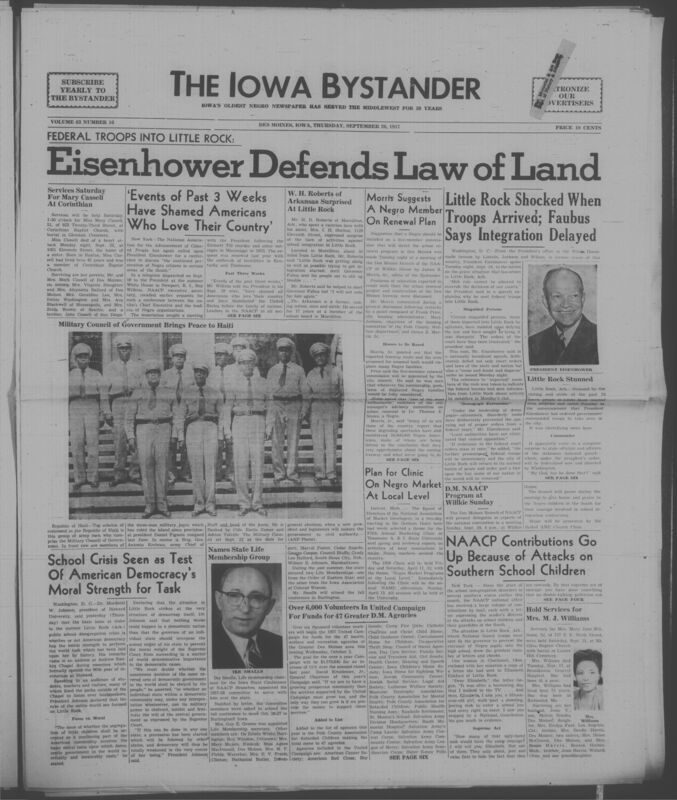 Iowa’s Bystander newspaper (going by various titles throughout the years) was established in Des Moines, Iowa in 1894. The weekly newspaper served as the voice of Iowa’s African American community and covered a variety of local, national, and occasionally international matters. Topics focused on the Black community and was founded with this intent. The newspaper went by various titles throughout the years including: Iowa State Bystander, Iowa Bystander, The Bystander, and The New Iowa Bystander.