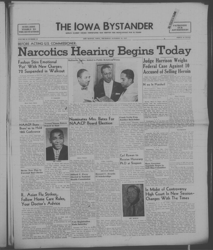 Iowa’s Bystander newspaper (going by various titles throughout the years) was established in Des Moines, Iowa in 1894. The weekly newspaper served as the voice of Iowa’s African American community and covered a variety of local, national, and occasionally international matters. Topics focused on the Black community and was founded with this intent. The newspaper went by various titles throughout the years including: Iowa State Bystander, Iowa Bystander, The Bystander, and The New Iowa Bystander.