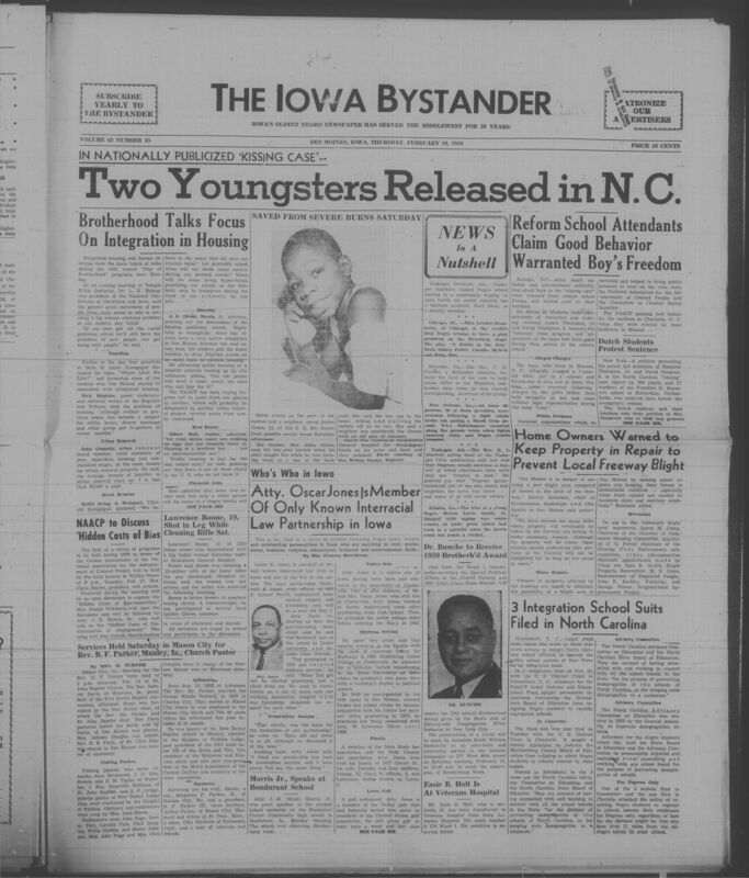Iowa’s Bystander newspaper (going by various titles throughout the years) was established in Des Moines, Iowa in 1894. The weekly newspaper served as the voice of Iowa’s African American community and covered a variety of local, national, and occasionally international matters. Topics focused on the Black community and was founded with this intent. The newspaper went by various titles throughout the years including: Iowa State Bystander, Iowa Bystander, The Bystander, and The New Iowa Bystander.