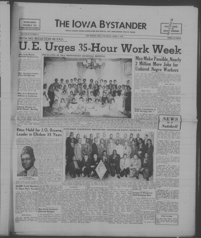 Iowa’s Bystander newspaper (going by various titles throughout the years) was established in Des Moines, Iowa in 1894. The weekly newspaper served as the voice of Iowa’s African American community and covered a variety of local, national, and occasionally international matters. Topics focused on the Black community and was founded with this intent. The newspaper went by various titles throughout the years including: Iowa State Bystander, Iowa Bystander, The Bystander, and The New Iowa Bystander.