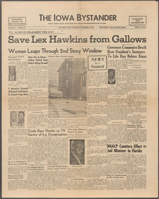 Iowa’s Bystander newspaper (going by various titles throughout the years) was established in Des Moines, Iowa in 1894. The weekly newspaper served as the voice of Iowa’s African American community and covered a variety of local, national, and occasionally international matters. Topics focused on the Black community and was founded with this intent. The newspaper went by various titles throughout the years including: Iowa State Bystander, Iowa Bystander, The Bystander, and The New Iowa Bystander.