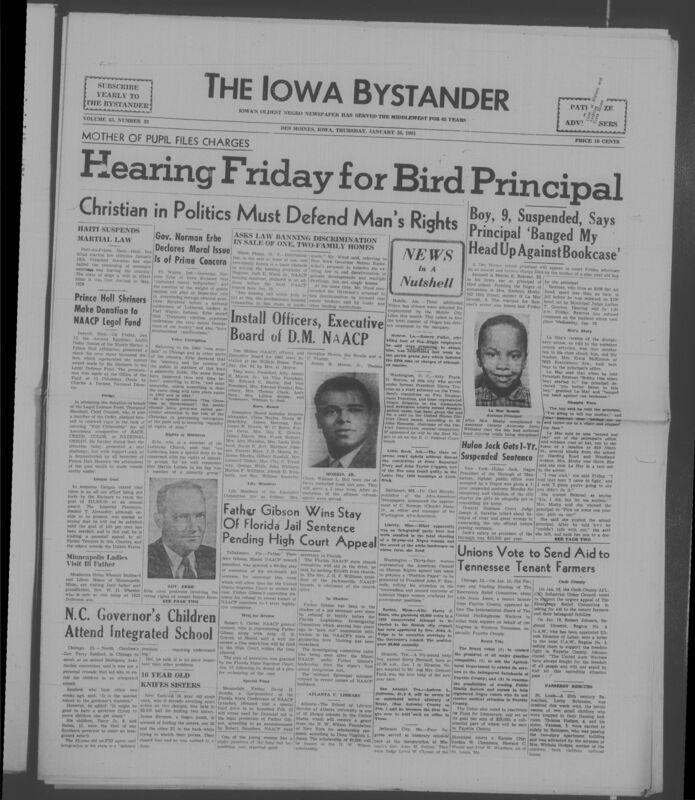 Iowa’s Bystander newspaper (going by various titles throughout the years) was established in Des Moines, Iowa in 1894. The weekly newspaper served as the voice of Iowa’s African American community and covered a variety of local, national, and occasionally international matters. Topics focused on the Black community and was founded with this intent. The newspaper went by various titles throughout the years including: Iowa State Bystander, Iowa Bystander, The Bystander, and The New Iowa Bystander.