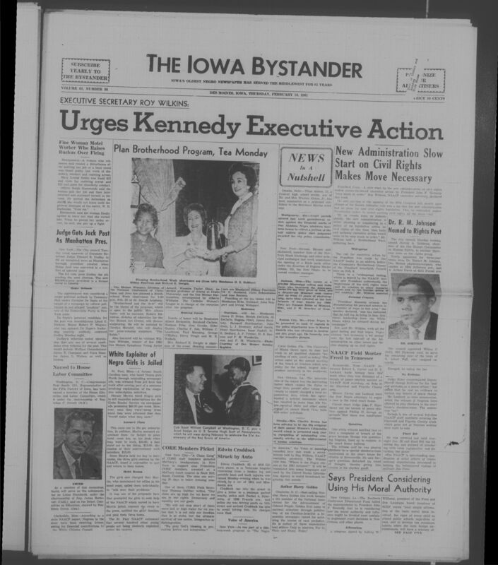Iowa’s Bystander newspaper (going by various titles throughout the years) was established in Des Moines, Iowa in 1894. The weekly newspaper served as the voice of Iowa’s African American community and covered a variety of local, national, and occasionally international matters. Topics focused on the Black community and was founded with this intent. The newspaper went by various titles throughout the years including: Iowa State Bystander, Iowa Bystander, The Bystander, and The New Iowa Bystander.