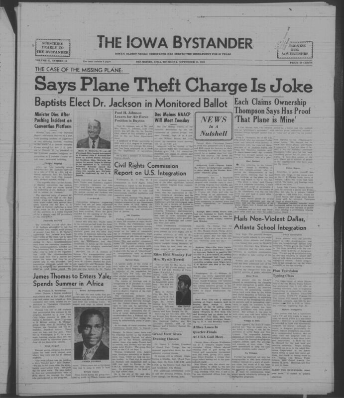 Iowa’s Bystander newspaper (going by various titles throughout the years) was established in Des Moines, Iowa in 1894. The weekly newspaper served as the voice of Iowa’s African American community and covered a variety of local, national, and occasionally international matters. Topics focused on the Black community and was founded with this intent. The newspaper went by various titles throughout the years including: Iowa State Bystander, Iowa Bystander, The Bystander, and The New Iowa Bystander.