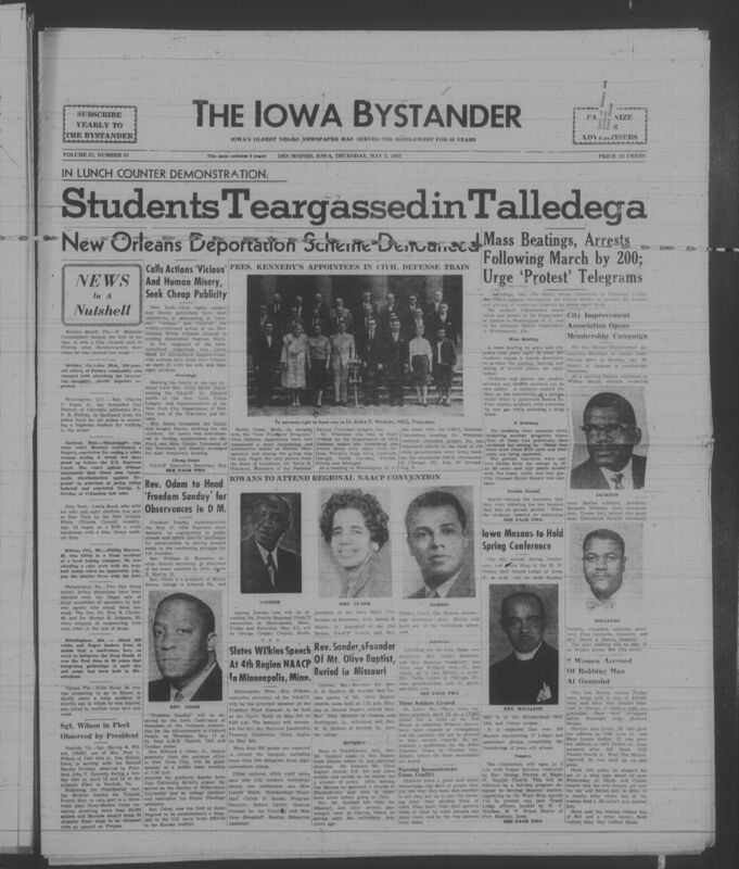 Iowa’s Bystander newspaper (going by various titles throughout the years) was established in Des Moines, Iowa in 1894. The weekly newspaper served as the voice of Iowa’s African American community and covered a variety of local, national, and occasionally international matters. Topics focused on the Black community and was founded with this intent. The newspaper went by various titles throughout the years including: Iowa State Bystander, Iowa Bystander, The Bystander, and The New Iowa Bystander.