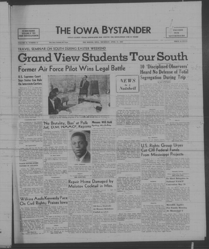 Iowa’s Bystander newspaper (going by various titles throughout the years) was established in Des Moines, Iowa in 1894. The weekly newspaper served as the voice of Iowa’s African American community and covered a variety of local, national, and occasionally international matters. Topics focused on the Black community and was founded with this intent. The newspaper went by various titles throughout the years including: Iowa State Bystander, Iowa Bystander, The Bystander, and The New Iowa Bystander.