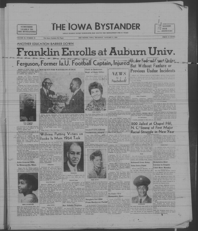 Iowa’s Bystander newspaper (going by various titles throughout the years) was established in Des Moines, Iowa in 1894. The weekly newspaper served as the voice of Iowa’s African American community and covered a variety of local, national, and occasionally international matters. Topics focused on the Black community and was founded with this intent. The newspaper went by various titles throughout the years including: Iowa State Bystander, Iowa Bystander, The Bystander, and The New Iowa Bystander.
