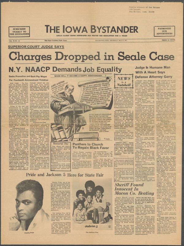 Iowa’s Bystander newspaper (going by various titles throughout the years) was established in Des Moines, Iowa in 1894. The weekly newspaper served as the voice of Iowa’s African American community and covered a variety of local, national, and occasionally international matters. Topics focused on the Black community and was founded with this intent. The newspaper went by various titles throughout the years including: Iowa State Bystander, Iowa Bystander, The Bystander, and The New Iowa Bystander.