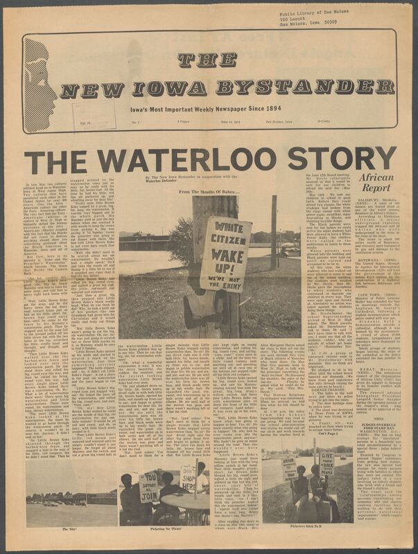 Iowa’s Bystander newspaper (going by various titles throughout the years) was established in Des Moines, Iowa in 1894. The weekly newspaper served as the voice of Iowa’s African American community and covered a variety of local, national, and occasionally international matters. Topics focused on the Black community and was founded with this intent. The newspaper went by various titles throughout the years including: Iowa State Bystander, Iowa Bystander, The Bystander, and The New Iowa Bystander.