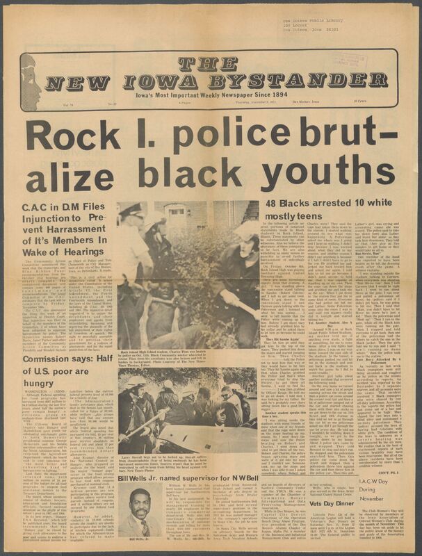 Iowa’s Bystander newspaper (going by various titles throughout the years) was established in Des Moines, Iowa in 1894. The weekly newspaper served as the voice of Iowa’s African American community and covered a variety of local, national, and occasionally international matters. Topics focused on the Black community and was founded with this intent. The newspaper went by various titles throughout the years including: Iowa State Bystander, Iowa Bystander, The Bystander, and The New Iowa Bystander.