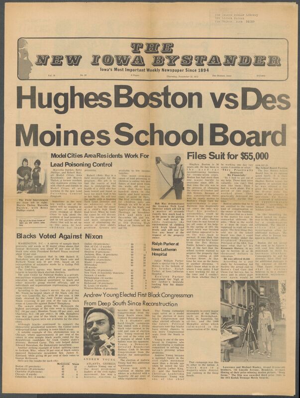Iowa’s Bystander newspaper (going by various titles throughout the years) was established in Des Moines, Iowa in 1894. The weekly newspaper served as the voice of Iowa’s African American community and covered a variety of local, national, and occasionally international matters. Topics focused on the Black community and was founded with this intent. The newspaper went by various titles throughout the years including: Iowa State Bystander, Iowa Bystander, The Bystander, and The New Iowa Bystander.
