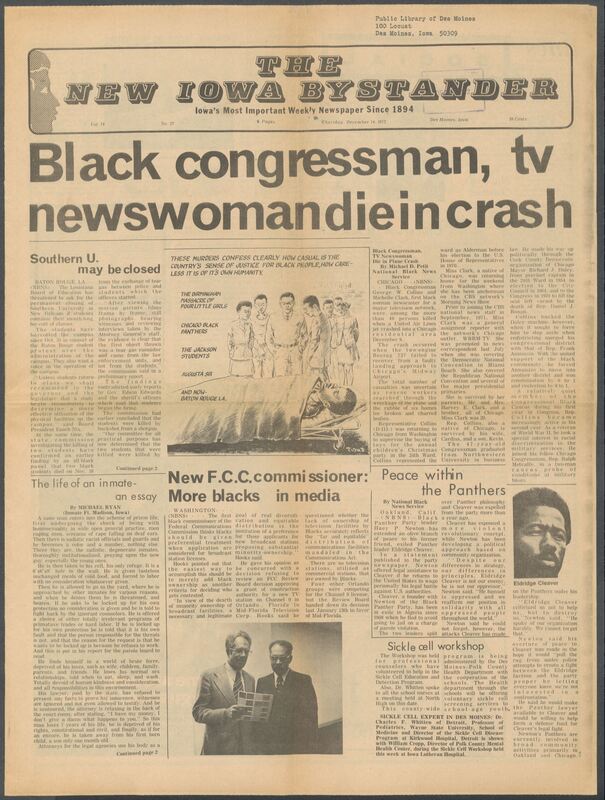 Iowa’s Bystander newspaper (going by various titles throughout the years) was established in Des Moines, Iowa in 1894. The weekly newspaper served as the voice of Iowa’s African American community and covered a variety of local, national, and occasionally international matters. Topics focused on the Black community and was founded with this intent. The newspaper went by various titles throughout the years including: Iowa State Bystander, Iowa Bystander, The Bystander, and The New Iowa Bystander.