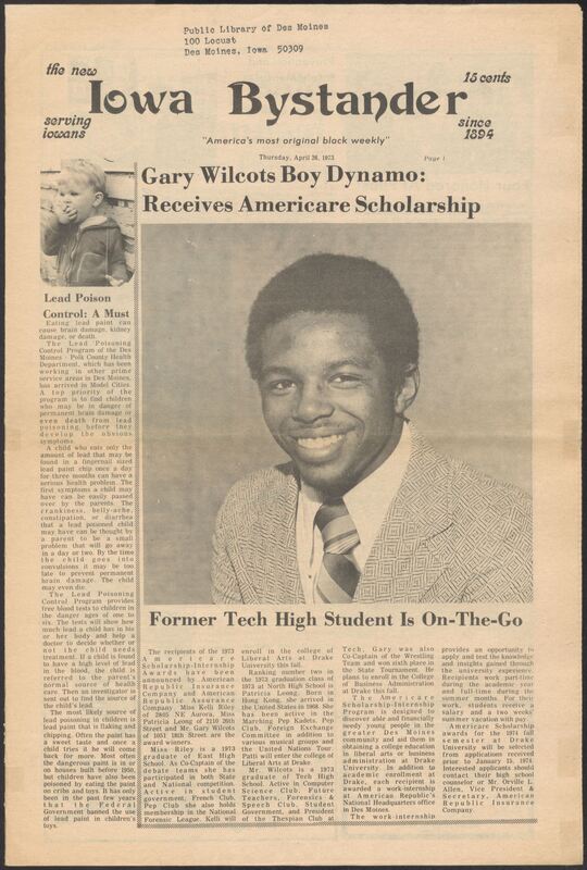 Iowa’s Bystander newspaper (going by various titles throughout the years) was established in Des Moines, Iowa in 1894. The weekly newspaper served as the voice of Iowa’s African American community and covered a variety of local, national, and occasionally international matters. Topics focused on the Black community and was founded with this intent. The newspaper went by various titles throughout the years including: Iowa State Bystander, Iowa Bystander, The Bystander, and The New Iowa Bystander.