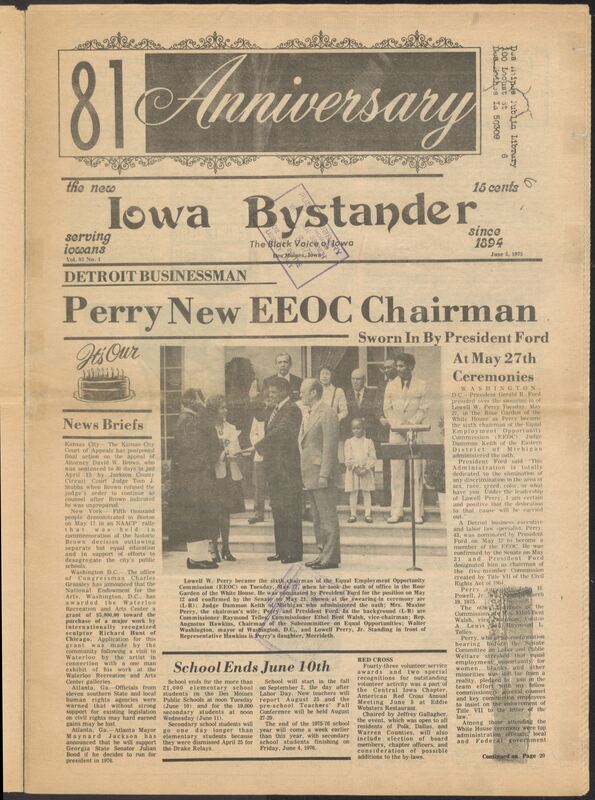 Iowa’s Bystander newspaper (going by various titles throughout the years) was established in Des Moines, Iowa in 1894. The weekly newspaper served as the voice of Iowa’s African American community and covered a variety of local, national, and occasionally international matters. Topics focused on the Black community and was founded with this intent. The newspaper went by various titles throughout the years including: Iowa State Bystander, Iowa Bystander, The Bystander, and The New Iowa Bystander.