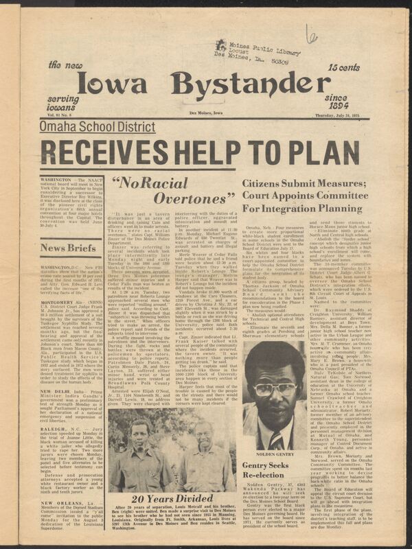 Iowa’s Bystander newspaper (going by various titles throughout the years) was established in Des Moines, Iowa in 1894. The weekly newspaper served as the voice of Iowa’s African American community and covered a variety of local, national, and occasionally international matters. Topics focused on the Black community and was founded with this intent. The newspaper went by various titles throughout the years including: Iowa State Bystander, Iowa Bystander, The Bystander, and The New Iowa Bystander.