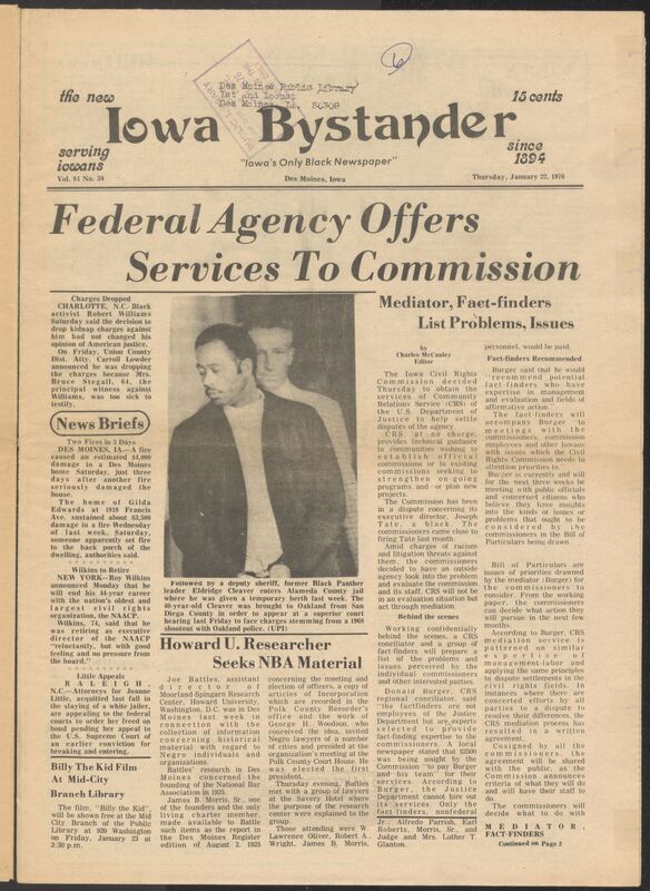 Iowa’s Bystander newspaper (going by various titles throughout the years) was established in Des Moines, Iowa in 1894. The weekly newspaper served as the voice of Iowa’s African American community and covered a variety of local, national, and occasionally international matters. Topics focused on the Black community and was founded with this intent. The newspaper went by various titles throughout the years including: Iowa State Bystander, Iowa Bystander, The Bystander, and The New Iowa Bystander.