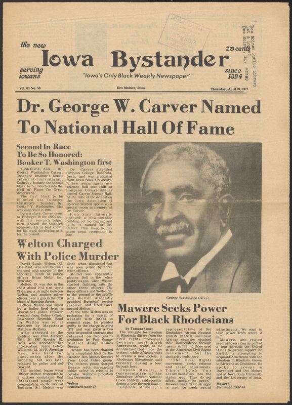 Iowa’s Bystander newspaper (going by various titles throughout the years) was established in Des Moines, Iowa in 1894. The weekly newspaper served as the voice of Iowa’s African American community and covered a variety of local, national, and occasionally international matters. Topics focused on the Black community and was founded with this intent. The newspaper went by various titles throughout the years including: Iowa State Bystander, Iowa Bystander, The Bystander, and The New Iowa Bystander.