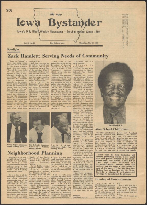 Iowa’s Bystander newspaper (going by various titles throughout the years) was established in Des Moines, Iowa in 1894. The weekly newspaper served as the voice of Iowa’s African American community and covered a variety of local, national, and occasionally international matters. Topics focused on the Black community and was founded with this intent. The newspaper went by various titles throughout the years including: Iowa State Bystander, Iowa Bystander, The Bystander, and The New Iowa Bystander.