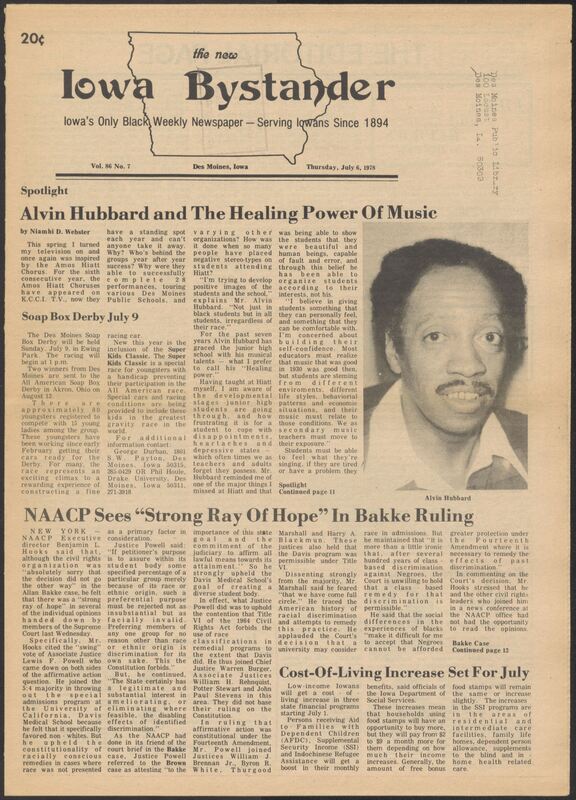 Iowa’s Bystander newspaper (going by various titles throughout the years) was established in Des Moines, Iowa in 1894. The weekly newspaper served as the voice of Iowa’s African American community and covered a variety of local, national, and occasionally international matters. Topics focused on the Black community and was founded with this intent. The newspaper went by various titles throughout the years including: Iowa State Bystander, Iowa Bystander, The Bystander, and The New Iowa Bystander.