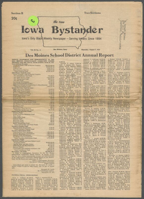 Iowa’s Bystander newspaper (going by various titles throughout the years) was established in Des Moines, Iowa in 1894. The weekly newspaper served as the voice of Iowa’s African American community and covered a variety of local, national, and occasionally international matters. Topics focused on the Black community and was founded with this intent. The newspaper went by various titles throughout the years including: Iowa State Bystander, Iowa Bystander, The Bystander, and The New Iowa Bystander.